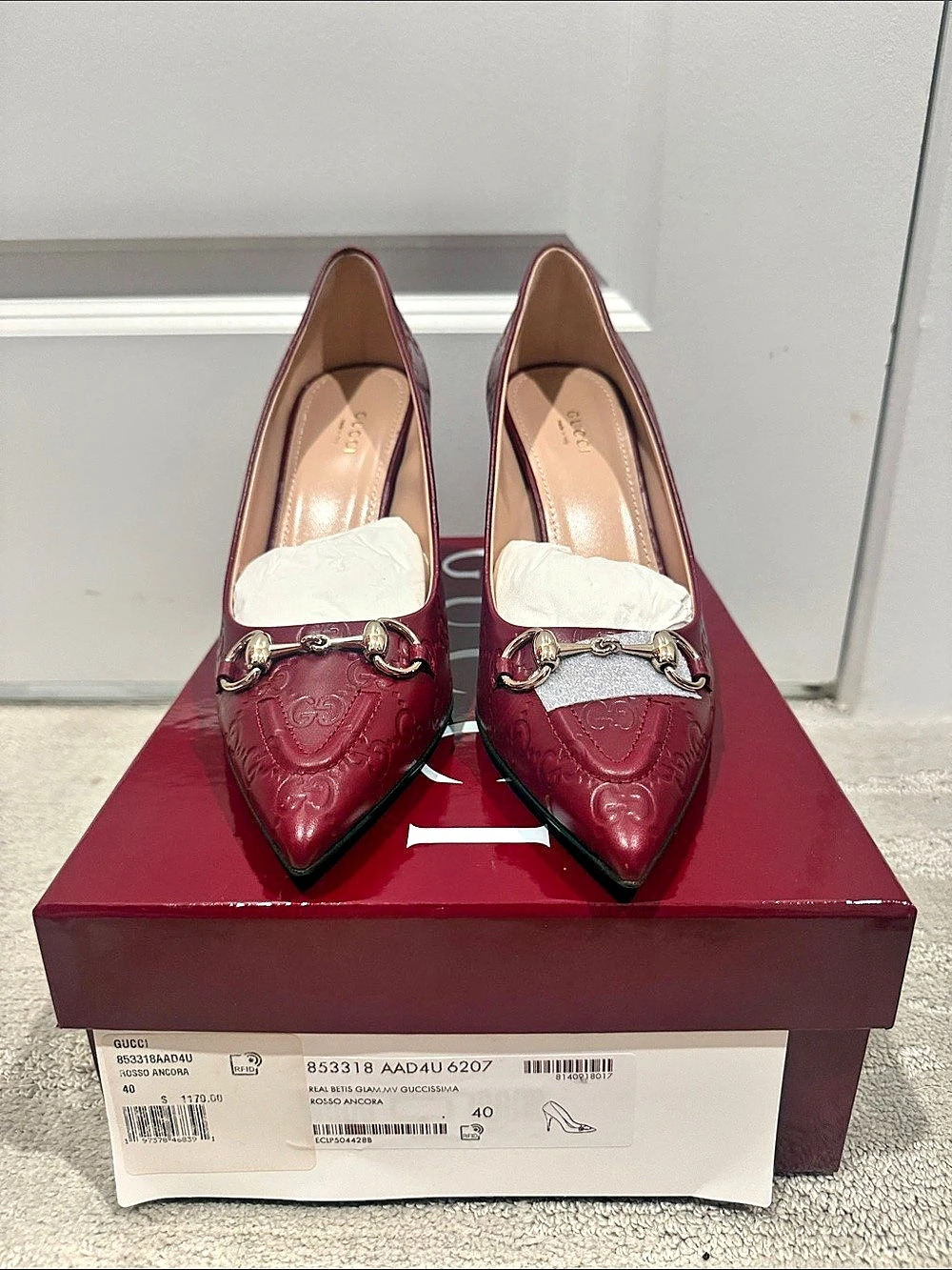 Gucci Erin 85 Pump with Horsebit Burgundy EU 40 Brand New!